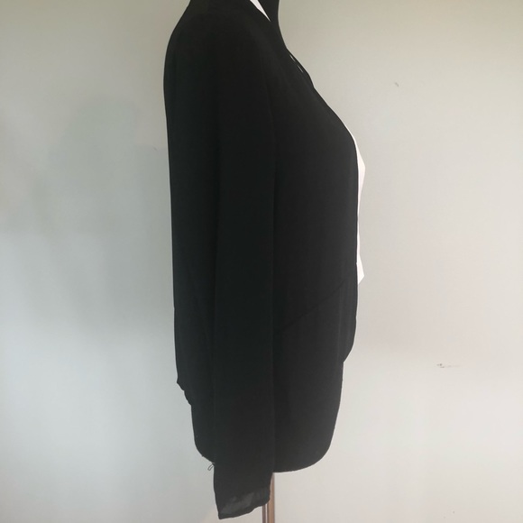 Black Blazer blouse with white trim sizes S M L - Picture 3 of 5